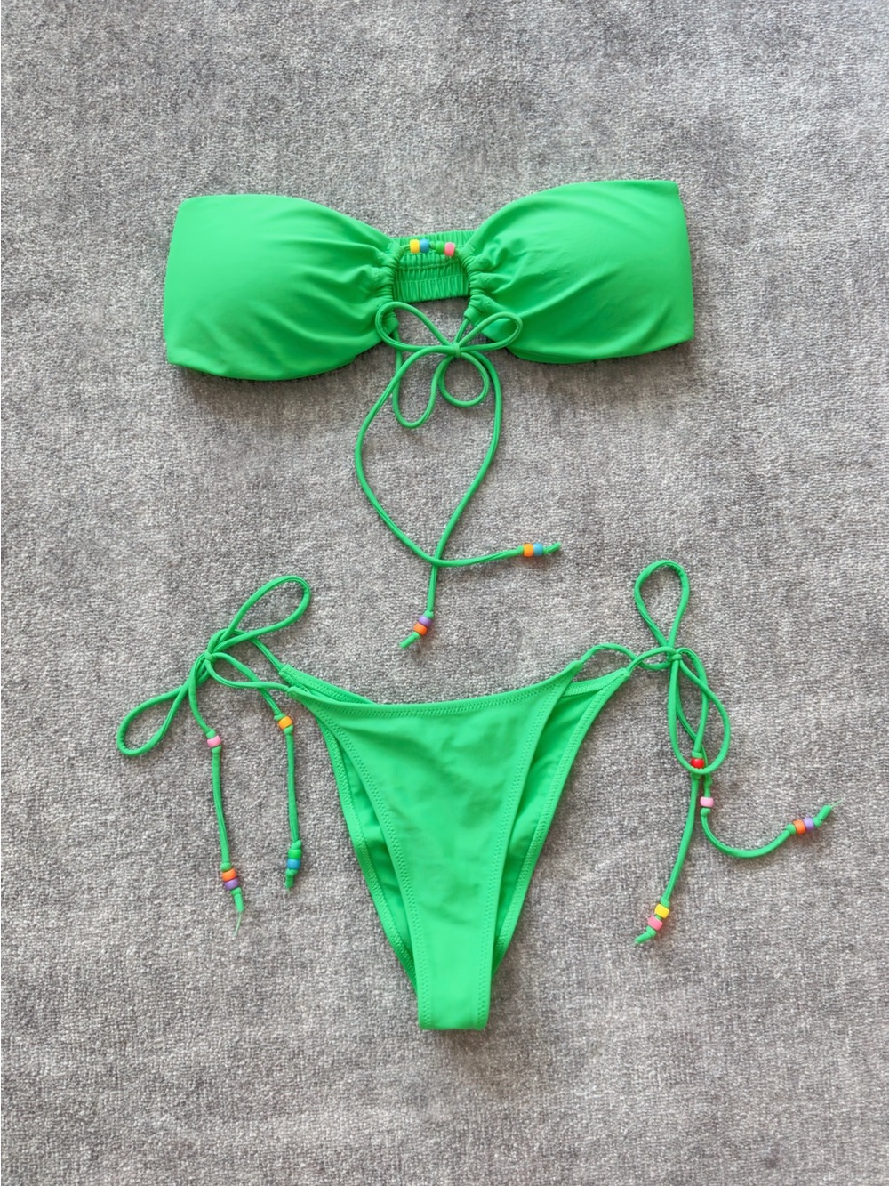White Fox Boutique Beaded Tie Bikini Top & Bottom